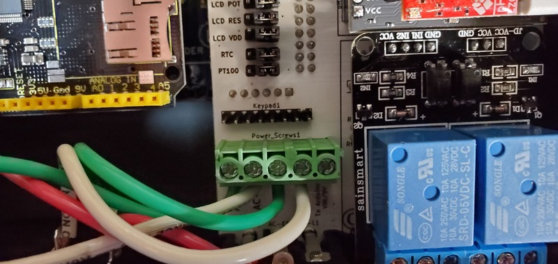 All AC outlet wires connected to PCB terminal block